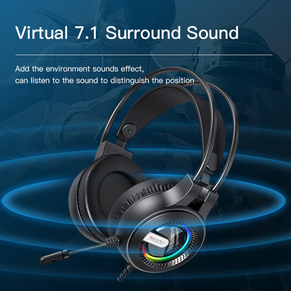 YESIDO EK02 Computer Gaming Headset Hovedtelefon Over-ear øretelefon med mikrofon YESIDO EK02 Computer Gaming Headset Hovedtelefon Over-ear øretelefon med mikrofon
